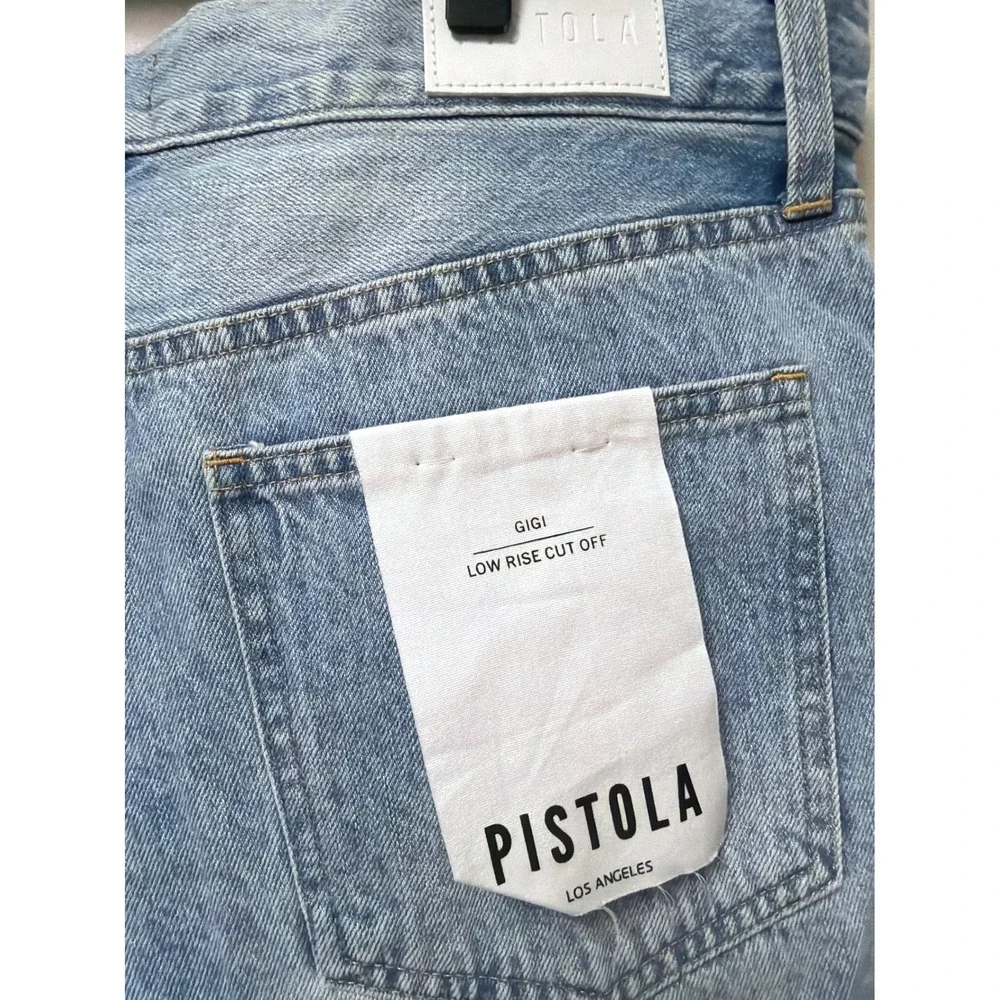 NWT Pistola‎ Distressed Denim Shorts Light Wash Frayed RW Hem 30 Festival Beachy